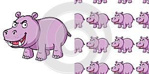 Seamless background design with angry hippo