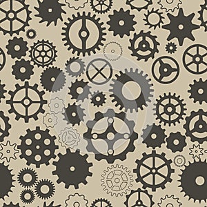 Seamless background with different gear wheels.