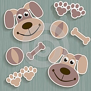 Seamless background with dogs, paws and bones