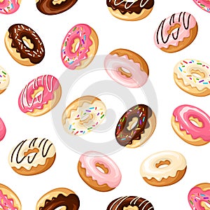 Seamless background with donuts. Vector illustration. photo