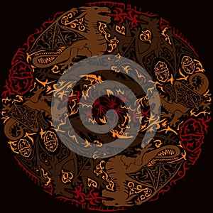 Seamless background with dragon