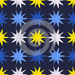 Seamless background with drawn stars. Night sky. Vector illustration for web design or print.