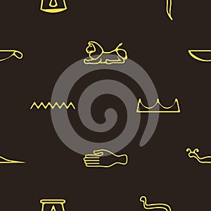 Seamless background with Egyptian hieroglyphs