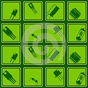 Seamless background with electronic components icons