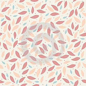 Seamless background,floral pattern. Pink and peach leaves scattered on a beige background, textures