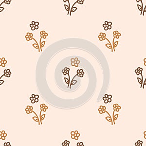 Seamless background flower gender neutral pattern. Whimsical minimal earthy 2 tone color. kids nursery wallpaper or boho