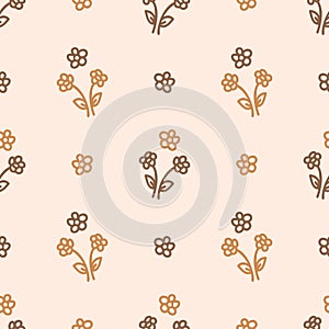 Seamless background flower gender neutral pattern. Whimsical minimal earthy 2 tone color. kids nursery wallpaper or boho