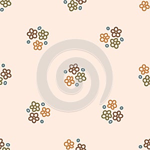 Seamless background flower gender neutral pattern. Whimsical minimal earthy 2 tone color. kids nursery wallpaper or boho