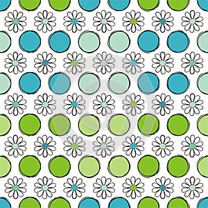 Seamless background flowers and circle