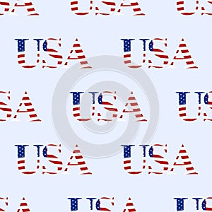 Seamless background in the form of text `USA`, patriotic. Vector