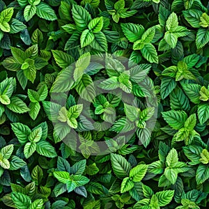 Seamless background of fresh mint leaves