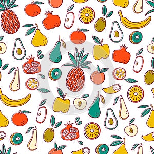 Seamless Background with Fruits. Vector Fruit Pattern.