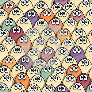 Seamless background with funny frightened eyes