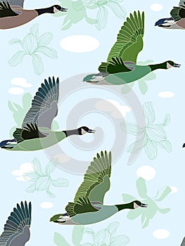 Seamless background with geese