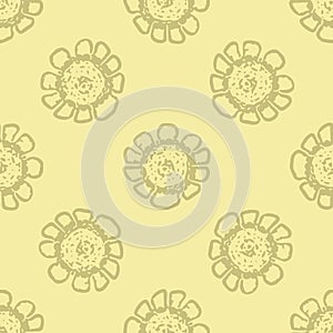 Seamless background gender neutral flower pattern. Whimsical minimal earthy 2 tone color. kids nursery wallpaper or boho