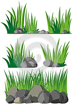 Seamless background with grass and rocks