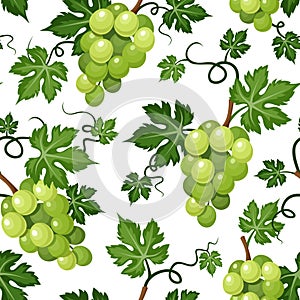 Seamless background with green grapes. Vector illustration.