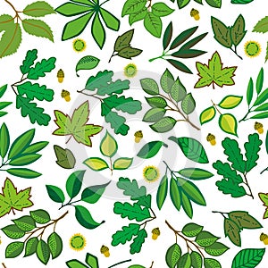 Seamless background with green leaves