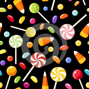 Seamless background with Halloween candies.