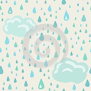 Seamless background with hand drawn rain clouds. Vector doodles.