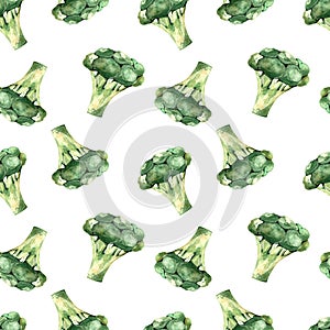 Seamless pattern, broccoli, watercolor, modern design