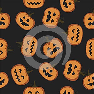 Seamless background for happy Halloween. Pattern with Pumpkin, ghosts, spook, horror. Illustration for print. Scary fairy. Vector.
