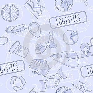 Seamless background of the icons of logistics services.