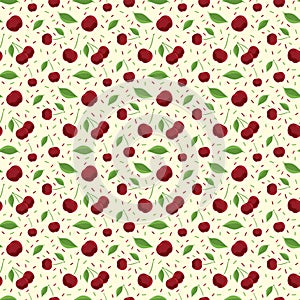 Seamless background with illustration of colorful cherry