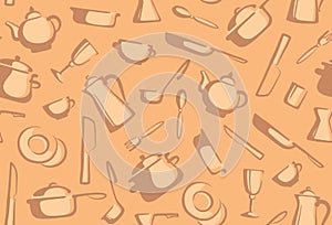 Seamless background of kitchen ware