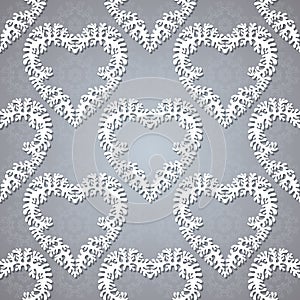Seamless background with lacy hearts