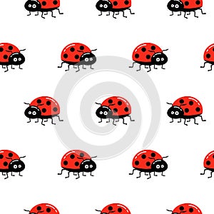 Seamless background with ladybug. Simple pattern. Vector illustration