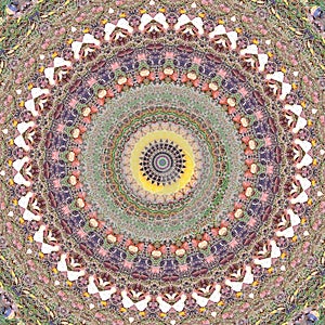 Seamless background from a mandala. Background for decoration. Multicolored round pattern.