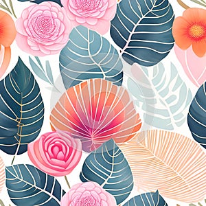 seamless background -nature flower- watercolor- hand painted illustration- seamless pattern. paper, cover, fabric, interior