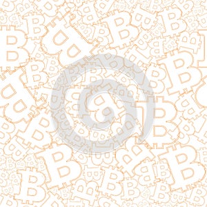 Seamless background with oranga symbols bitcoins. vector pattern