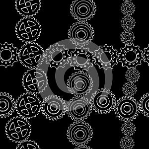 Seamless background of outline gear wheels