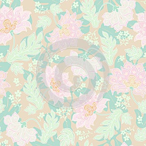 Seamless background with pastel flowers