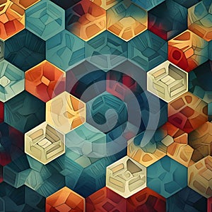 Seamless background pattern. Abstract geometric pattern in low poly style