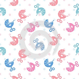 Seamless background pattern baby strollers