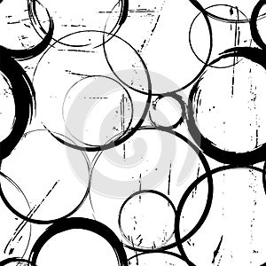 Seamless pattern background, retro/vintage style, with circles, paint strokes and splashes