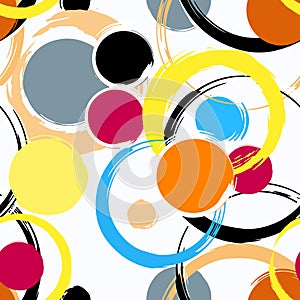 Seamless background pattern, with circles, strokes and splashes