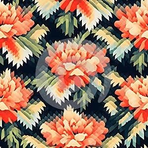 Seamless background pattern. Decorative flowers. Textile rapport photo