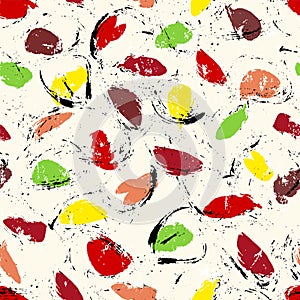 Seamless background pattern, with dots, circles, paint strokes and splashes