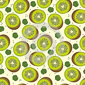 Seamless background pattern with fresh kiwis