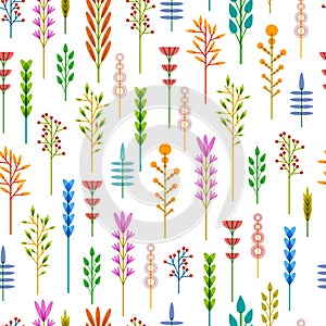 Seamless background with a pattern of geometric flowers. Floral background. Summer background with the plant design in