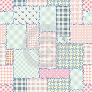 Geometric patchwork pattern of a squares.