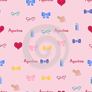 Seamless background pattern name Agustina of the newborn