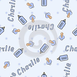 Seamless background pattern name Charlie of the newborn