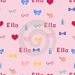 Seamless background pattern name Ella of the newborn