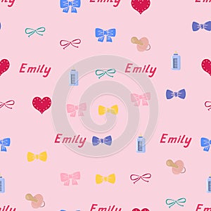 Seamless background pattern name Emily of the newborn