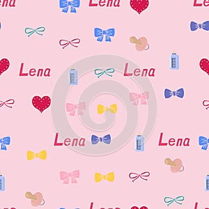 Seamless background pattern name Lena of the newborn